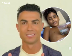 Cristiano Ronaldo surpreende menino venezuelano v&iacute;tima do sismo