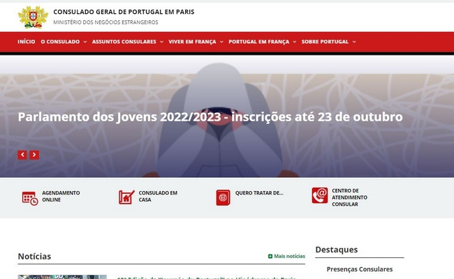 Consulado de Paris com novo site