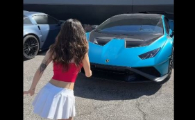 Influenciadora grava dan&ccedil;a em cima de um Lamborghini, mas o inesperado aconteceu (v&iacute;deo)