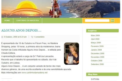 Blogue Cantinho da Madeira em 2008